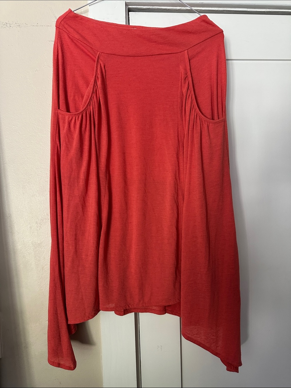 Free People Coral Red High-Low Swing Skirt
